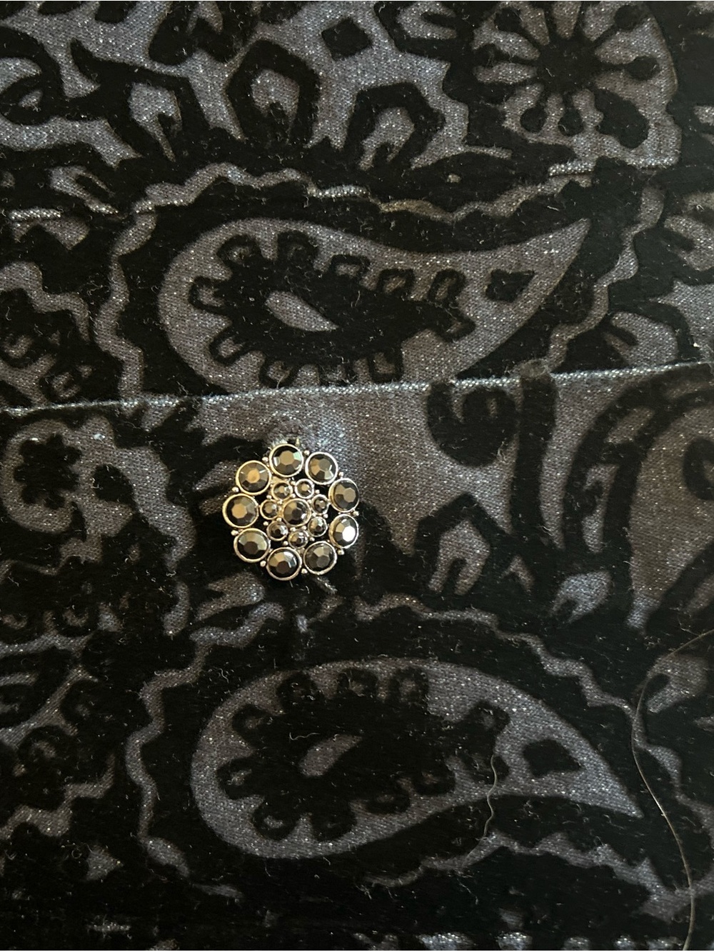 DG2 by Diane Gilman Dark Blue Denim Jacket with Black Velvet Burnout - Picture 3 of 9